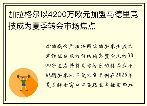 加拉格尔以4200万欧元加盟马德里竞技成为夏季转会市场焦点